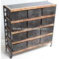 Gabinete de cajones industriales Vintage Metal de madera